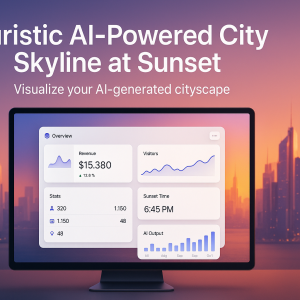Futuristic AI-Powered City Skyline at Sunset