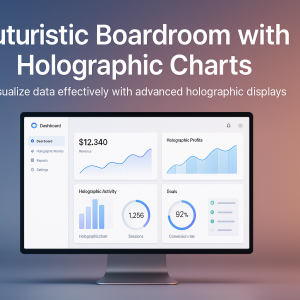 Futuristic Boardroom with Holographic Charts