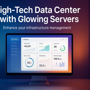 High-Tech Data Center with Glowing Servers